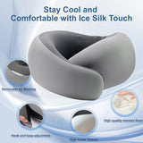 Travel Pillows for Airplanes,Memory Foam Neck Pillow for Traveling,Smooth & Cooling Fabric Plane Pillow for Long Flight,Ideal for Travels,Airplanes,Offices,Cars (Gray, Standard-Broad Fit) - 45-Degree Angle