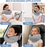 Travel Pillows for Airplanes,Memory Foam Neck Pillow for Traveling,Smooth & Cooling Fabric Plane Pillow for Long Flight,Ideal for Travels,Airplanes,Offices,Cars (Gray, Standard-Broad Fit) - Extra Image