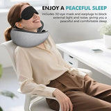 Travel Neck Pillows for Airplanes - 360° Ergonomic Memory Foam Travel Pillow - Relief Neck Pain with Breathable Support for Long Flights, Car, Train & Office Use - Adults & Kids - Top-Down View