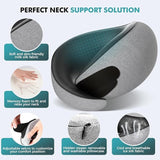 Travel Neck Pillows for Airplanes - 360° Ergonomic Memory Foam Travel Pillow - Relief Neck Pain with Breathable Support for Long Flights, Car, Train & Office Use - Adults & Kids - Rear View