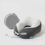 Cooling Memory Foam Neck Pillow for Travel-U-Shaped Ergonomic Travel Pillow for Adults,Flight Neck Pillow with Portable Case,Breathable Ice Silk Cover,Slow Rebound Support for Airplane,Car - Top-Down View