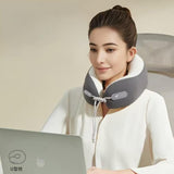 Cooling Memory Foam Neck Pillow for Travel-U-Shaped Ergonomic Travel Pillow for Adults,Flight Neck Pillow with Portable Case,Breathable Ice Silk Cover,Slow Rebound Support for Airplane,Car - Front View