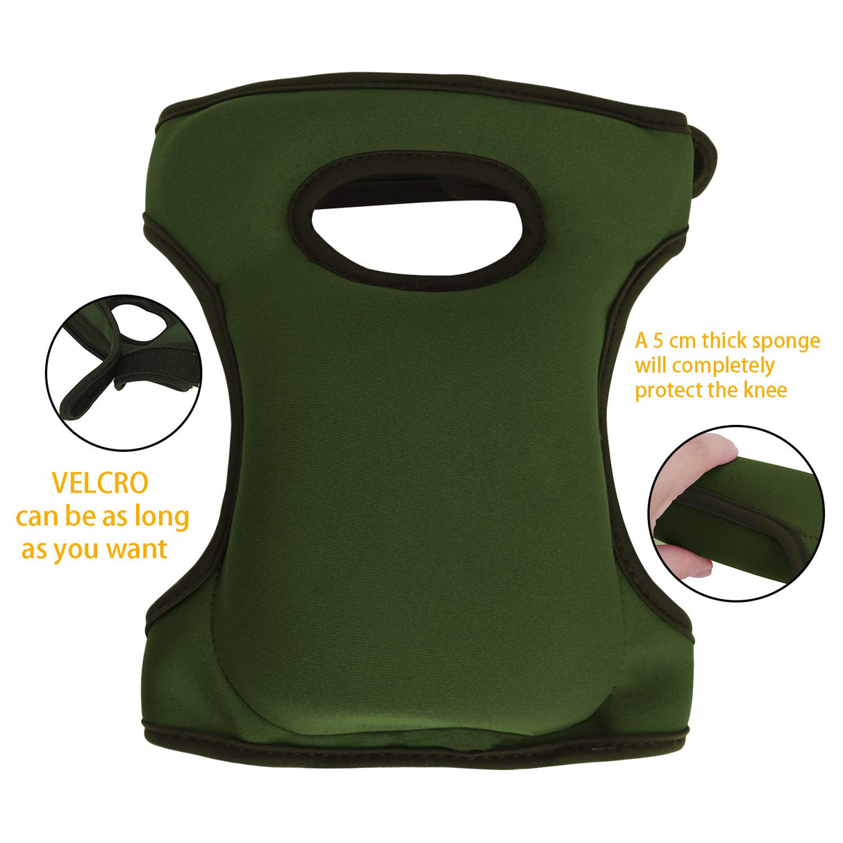 Olive Green Gardening Knee Pads (2-Pack): Ultra-Thick Memory Foam, Adjustable Straps – Ideal for Gardening, Cleaning, Flooring & Work