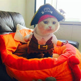 pet products New Funny Pet Clothes Pirate Dog Cat Costume Suit Corsair Dressing up Party Apparel Clothing for Cat Dog Plus Hat - Front View