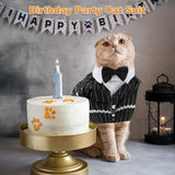 pet products Dog Cat Tuxedo Suit with Bow Tie - Formal Black & White Striped Pet Costume Shirt, Elegant Wedding Outfit Birthday Party Attire for Maltese Dachshund Yorkie Puppies Shih Tzu Small Medium Dogs and cats - Front View