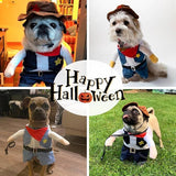 pet products Small Dog Cowboy Costume with Hat 2pcs Funny Halloween Chucky Costumes Cool West Cowboy Uniform Puppy Denim Overalls Western Cosplay Sheriff Outfits Cat Apparel - Extra Image