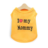 Pet products 4-Piece Pet Vest Set for Summer - Includes 4 Versatile Vests with I ❤️ my Mommy Message, Lightweight Breathable Fabric Perfect for Dogs and Cats in Warm Weather（L） - Top-Down View