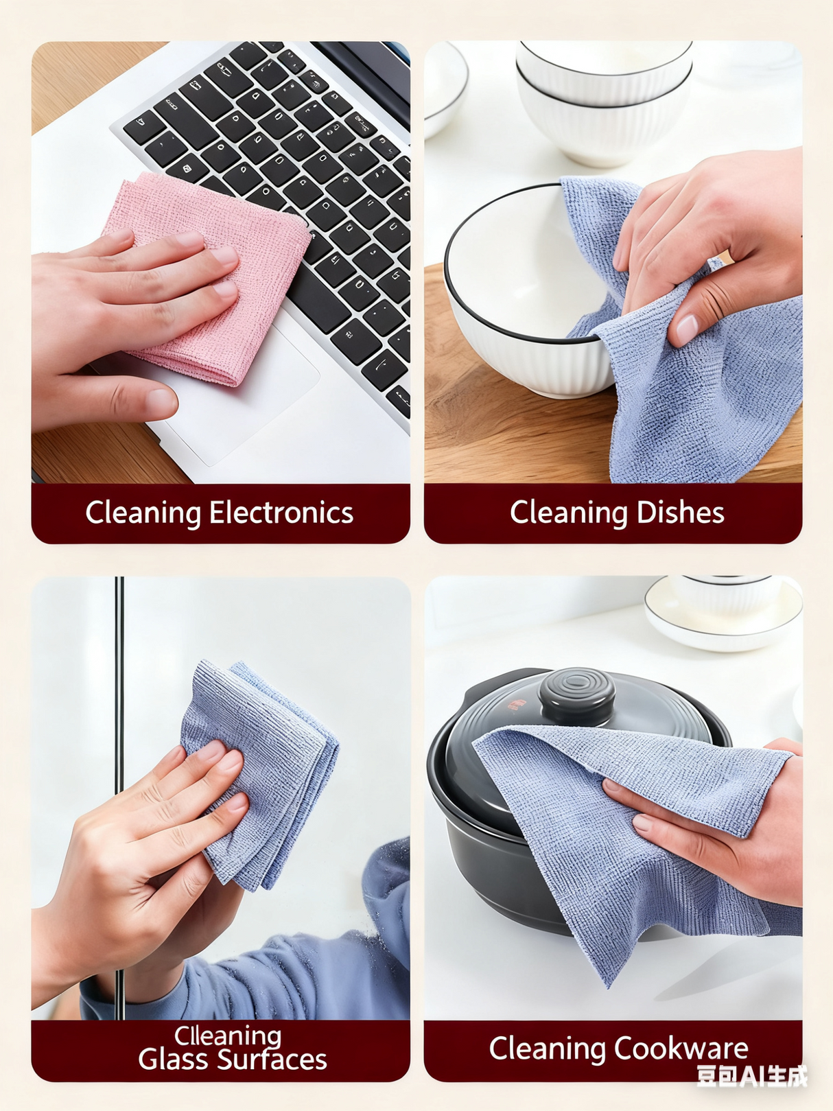 Christmas gift 50-Piece 25x25cm Polycotton Cleaning Cloth Roll, Reusable Dual-Use Dish & Surface Wipes for Home & Kitchen（green）