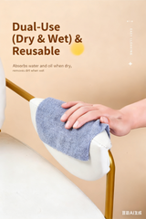 Christmas gift 50-Piece 25x25cm Polycotton Cleaning Cloth Roll, Reusable Dual-Use Dish & Surface Wipes for Home & Kitchen（grey） - Rear View