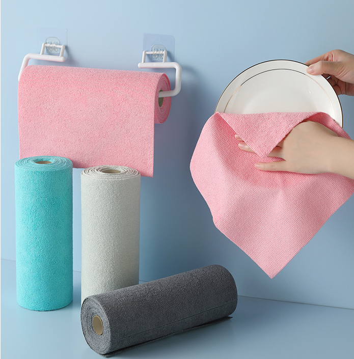 Christmas gift 50-Piece 25x25cm Polycotton Cleaning Cloth Roll, Reusable Dual-Use Dish & Surface Wipes for Home & Kitchen（pink）