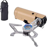 2500W Portable Camping Stove Foldable Butane Stove Indoor/Outdoor Cooking Suitable for Picnic, Backpacking Hiking, Adventure, Home, Travel, Outdoor Patio, RV Trip (Khaki) - Front View