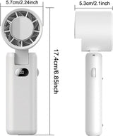 Portable Handheld Turbo Fan with Cooling Tech, Digital Display, 100-Speed Control, Rechargeable 4-in-1 Personal Fan for Travel, Outdoor, Office (White