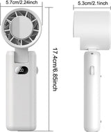 Portable Handheld Turbo Fan with Cooling Tech, Digital Display, 100-Speed Control, Rechargeable 4-in-1 Personal Fan for Travel, Outdoor, Office (White) - Top-Down View