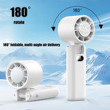 Portable Handheld Turbo Fan with Cooling Tech, Digital Display, 100-Speed Control, Rechargeable 4-in-1 Personal Fan for Travel, Outdoor, Office (White) - Rear View
