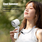 Portable Handheld Turbo Fan with Cooling Tech, Digital Display, 100-Speed Control, Rechargeable 4-in-1 Personal Fan for Travel, Outdoor, Office (White) - Close-Up Angle