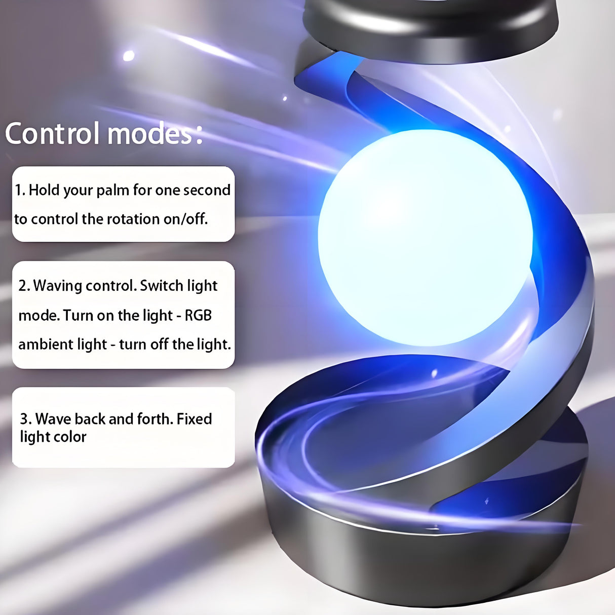 Rotating Levitating Night Light with RGB Colors & Wireless Charging: 1-Second Palm-Activated Spin, Motion-Sensing – Futuristic Lighting for Australian Bedrooms & Offices