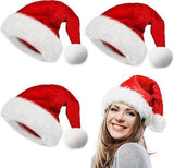 10Pack Christmas Santa Hats for Adults - Extra Thicken Velvet Santa Claus Hats for Women Men Fluffy Plush Xmas Hats Christmas Party Supplies New Year's Eve Party Hats for Adults Teenagers - Close-Up Angle