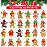 12pcs Christmas Ornaments Cute Snowman Xmas Tree Decorations Santa Claus Plastic Figurines Ornaments with Sugar Cookie House for Christmas Tree Hanging Party DIY Decor 3 Inch Tall - Close-Up Angle