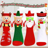 4 Pairs Christmas Socks, Crazy Holiday Hand Holding Socks Funny Christmas Stocking Stuffers - Front View