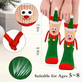 4 Pairs Christmas Socks, Crazy Holiday Hand Holding Socks Funny Christmas Stocking Stuffers - 45-Degree Angle