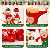 4 Pairs Christmas Socks, Crazy Holiday Hand Holding Socks Funny Christmas Stocking Stuffers - Rear View