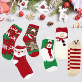 Christmas Socks - 6 Pairs Cozy Warm Fluffy Plush Bed Socks for Women, Girls - Cute Coral Fleece Xmas Indoor - Front View