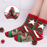 Christmas Socks - 6 Pairs Cozy Warm Fluffy Plush Bed Socks for Women, Girls - Cute Coral Fleece Xmas Indoor - Side View