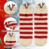 Christmas Socks - 6 Pairs Cozy Warm Fluffy Plush Bed Socks for Women, Girls - Cute Coral Fleece Xmas Indoor - Rear View