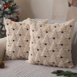 Christmas Pillow Covers 18x18 inch Set of 2 Black Christmas Decorations Soft Plush Faux Fur Wool Xmas Tree Throw Pillow Cases Winter Holiday Decor for Sofa Living Room - Low Angle