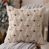 Christmas Pillow Covers 18x18 inch Set of 2 Black Christmas Decorations Soft Plush Faux Fur Wool Xmas Tree Throw Pillow Cases Winter Holiday Decor for Sofa Living Room - Top-Down View