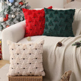 Christmas Pillow Covers 18x18 inch Set of 2 Black Christmas Decorations Soft Plush Faux Fur Wool Xmas Tree Throw Pillow Cases Winter Holiday Decor for Sofa Living Room - Front View