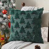 Christmas Pillow Covers 18x18 inch Set of 2 Black Christmas Decorations Soft Plush Faux Fur Wool Xmas Tree Throw Pillow Cases Winter Holiday Decor for Sofa Living Room - Close-Up Angle