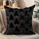 Christmas Pillow Covers 18x18 inch Set of 2 Black Christmas Decorations Soft Plush Faux Fur Wool Xmas Tree Throw Pillow Cases Winter Holiday Decor for Sofa Living Room - Low Angle