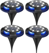 4-Pack Solar Ground Lights: 8-LED Outdoor Garden Pathway Lights with IP65 Waterproof for Lawn, Patio & Landscape