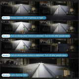 Solar Motion Sensor Outdoor Lights (2-Pack) with 288 LEDs & 2800LM: 270° Wide Angle, IP65 Waterproof, Remote-Controlled for Aussie Yards - Top-Down View