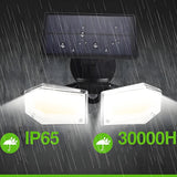 Solar Motion Sensor Wall Light: Double-Head Adjustable Cob LED Outdoor Light for Garden, Patio & Pathway - Close-Up Angle
