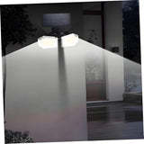 2-Pack Solar Motion Sensor Wall Lights: Double-Head Adjustable Cob LED Outdoor Lights for Garden, Patio & Pathway - Side View