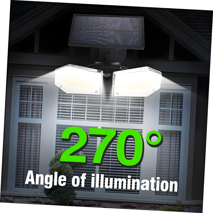 2-Pack Solar Motion Sensor Wall Lights: Double-Head Adjustable Cob LED Outdoor Lights for Garden, Patio & Pathway