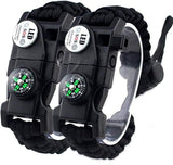 21 in 1 Survival Bracelet, Paracord Emergency Outdoor Sports Wristband Kit Waterproof Compass, SOS LED Light, Thermometer, Rescue Whistle, Fire