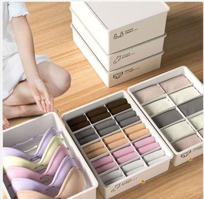 Underwear Panties Socks Box Close-fitting Clothing Storage Box Drawer Three-piece Cover with Compartment Household