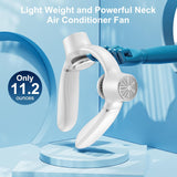 White Portable Neck Fan: Hands-Free Wearable Air Conditioner with 4000mAh Battery for Australian Travel & Daily Use - Front View