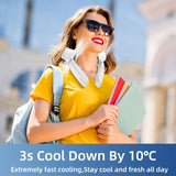 White Portable Neck Fan: Hands-Free Wearable Air Conditioner with 4000mAh Battery for Australian Travel & Daily Use - Side View