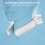 White Portable Neck Fan: Hands-Free Wearable Air Conditioner with 4000mAh Battery for Australian Travel & Daily Use - Close-Up Angle