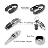 Wine Accessories Gift Set (Black), 5-Piece Bottle Corkscrew Opener Kit with Novelty Bottle-Shaped Case, Valentine's Day Gift for Wine Lovers - Side View