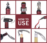Wine Accessories Gift Set (Black), 5-Piece Bottle Corkscrew Opener Kit with Novelty Bottle-Shaped Case, Valentine's Day Gift for Wine Lovers - Top-Down View