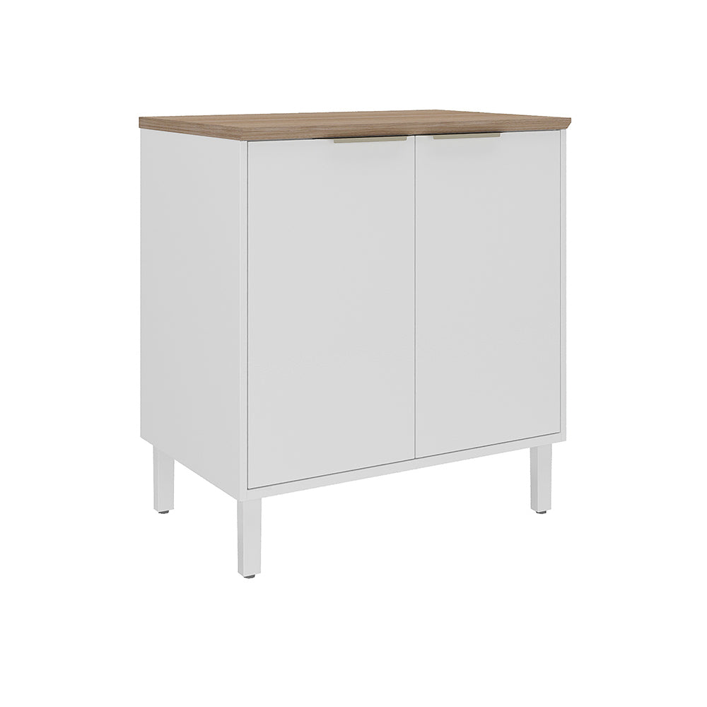 Base Kitchen Steel Cabinet/Cupboard with 2 Doors - Renova White Flat Pack DIY