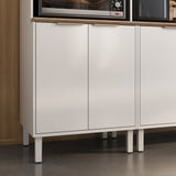 Base Kitchen Steel Cabinet/Cupboard with 3 Doors + 2 Drawers - Renova White Flat Pack DIY - Rear View