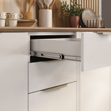 Base Kitchen Steel Cabinet/Cupboard with 3 Doors + 2 Drawers - Renova White Flat Pack DIY - Close-Up Angle