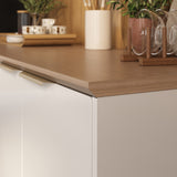 Base Kitchen Steel Cabinet/Cupboard with 3 Doors + 2 Drawers - Renova White Flat Pack DIY - Low Angle