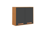 Flat Pack DIY Wooden Kitchen Wall Cabinet with 2 Doors + 2 Shelves in Graphite and Cinnamon Finish - Napoles